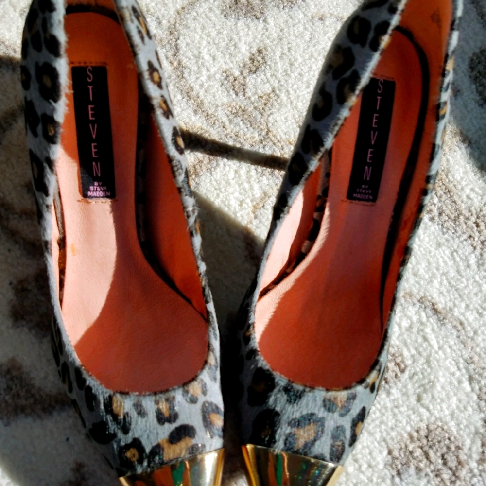 Heels Steve Madden Heels Grey Leopard Calf sz 7.5 - Picture 2 of 7